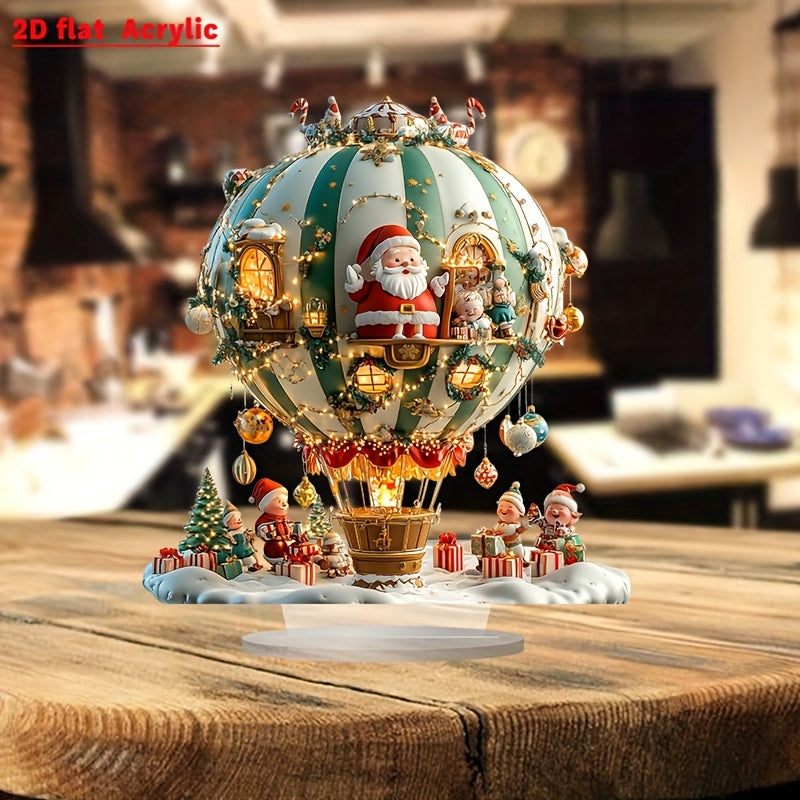 Boho Style Santa Claus and Elves in Christmas Balloon Acrylic Decorative Sign