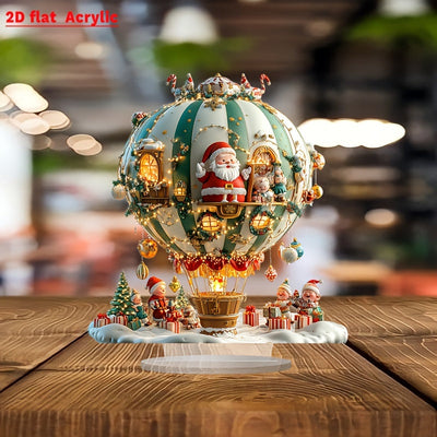 Boho Style Santa Claus and Elves in Christmas Balloon Acrylic Decorative Sign