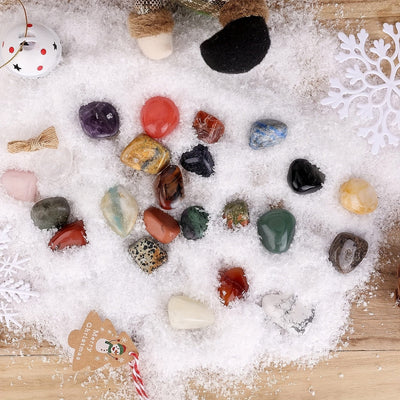 1 Piece Christmas Gemstone Advent Calendar, 24 Natural Crystals