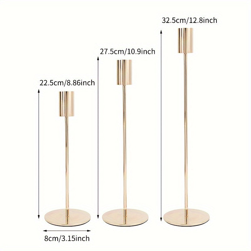 ElegantGleam | 3-Piece Metal Candle Holder Set for the Table