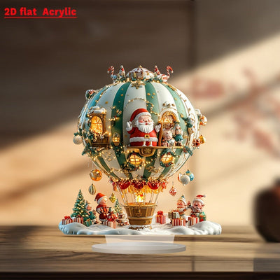 Boho Style Santa Claus and Elves in Christmas Balloon Acrylic Decorative Sign