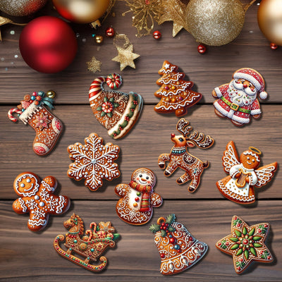 12 Pieces Handmade Wooden Christmas Ornament Set