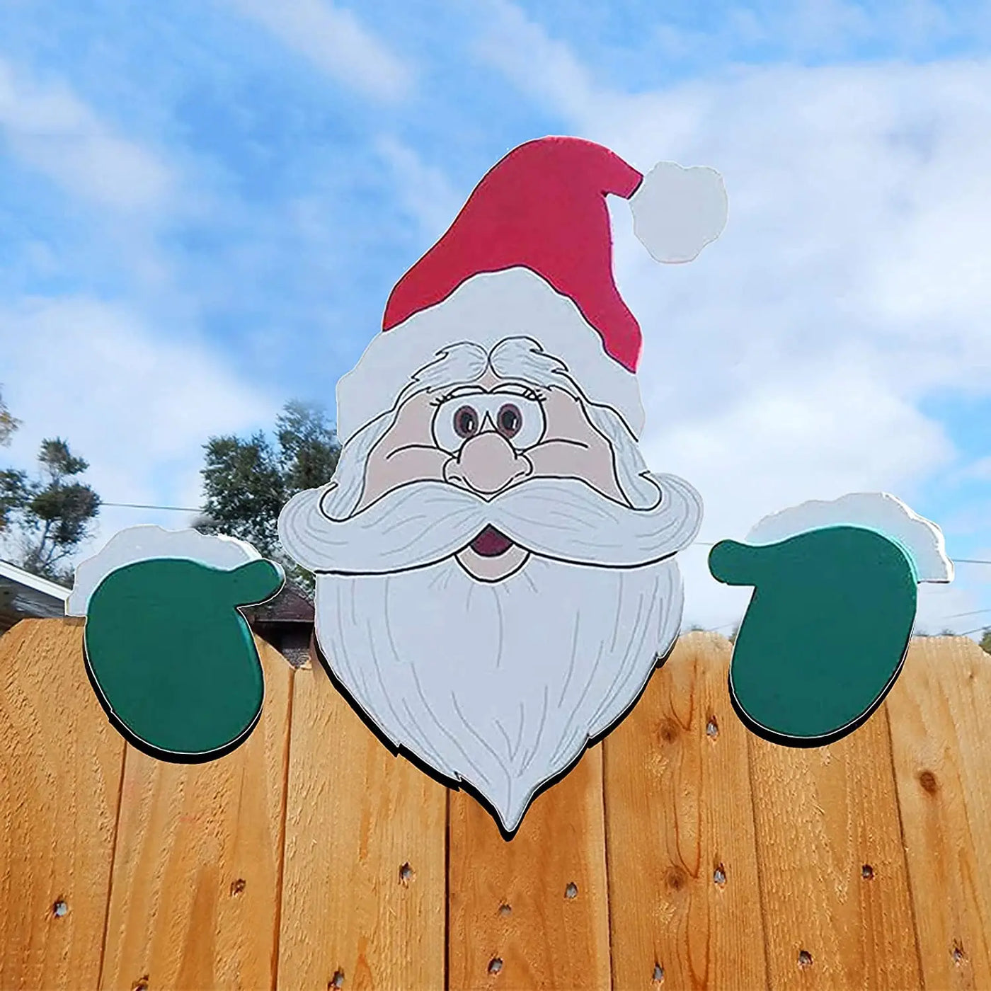 Christmas decoration with Santa Claus window peepers