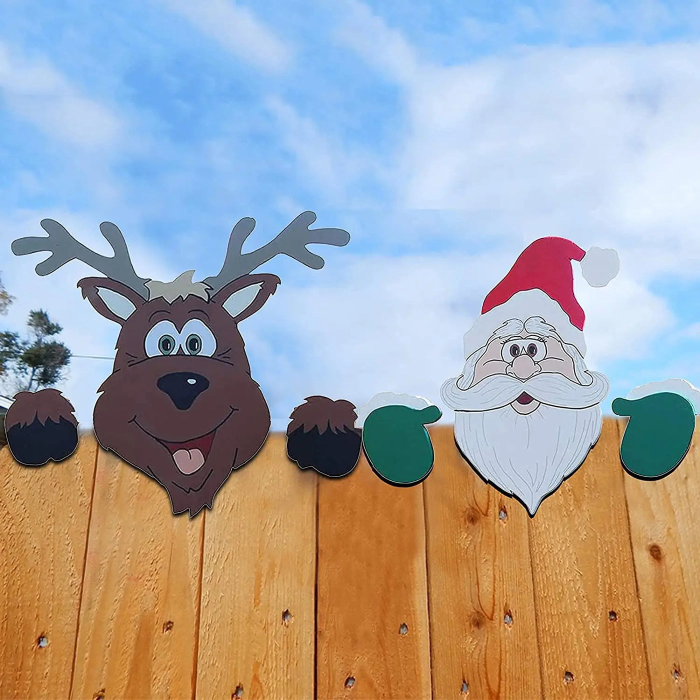 Christmas decoration with Santa Claus window peepers