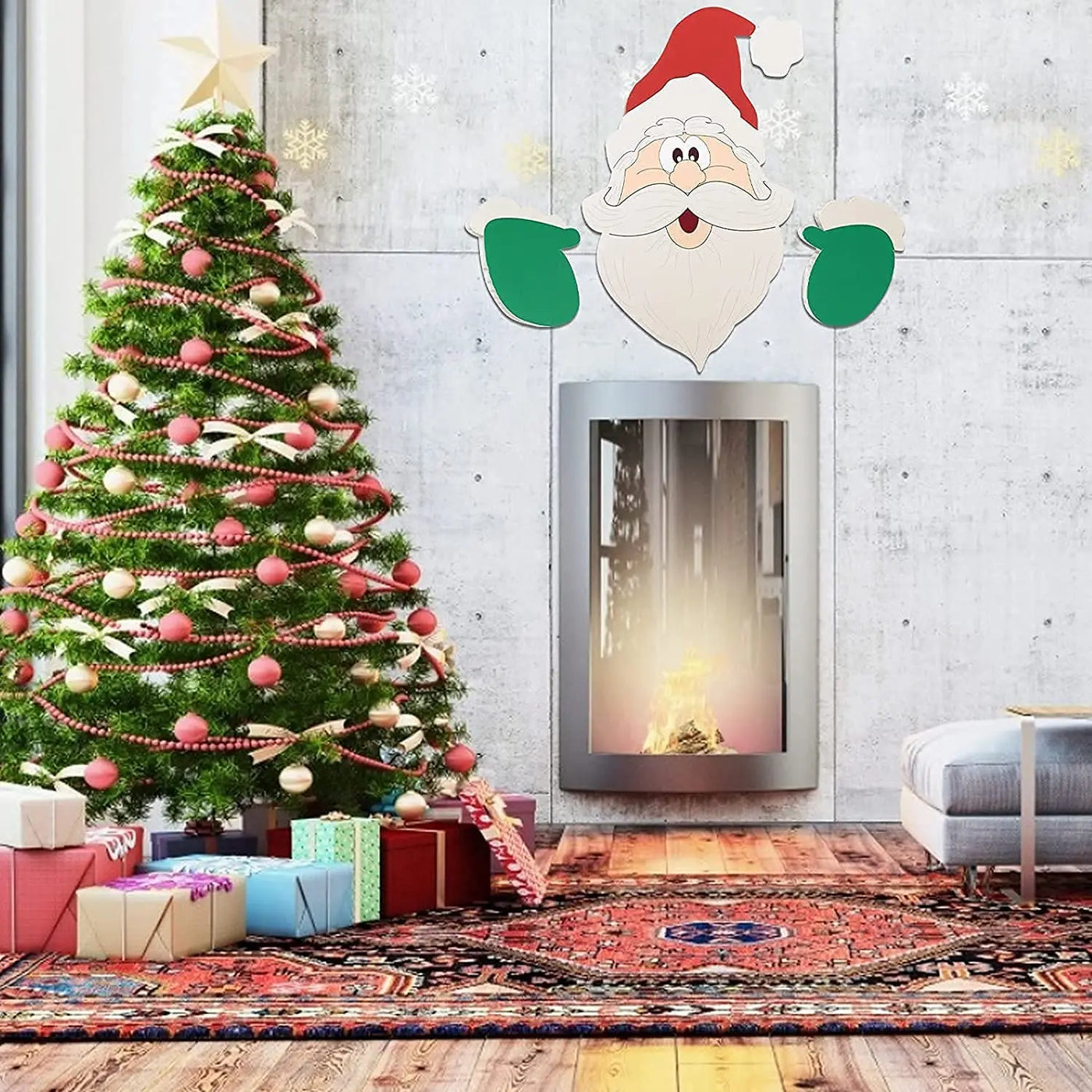 Christmas decoration with Santa Claus window peepers