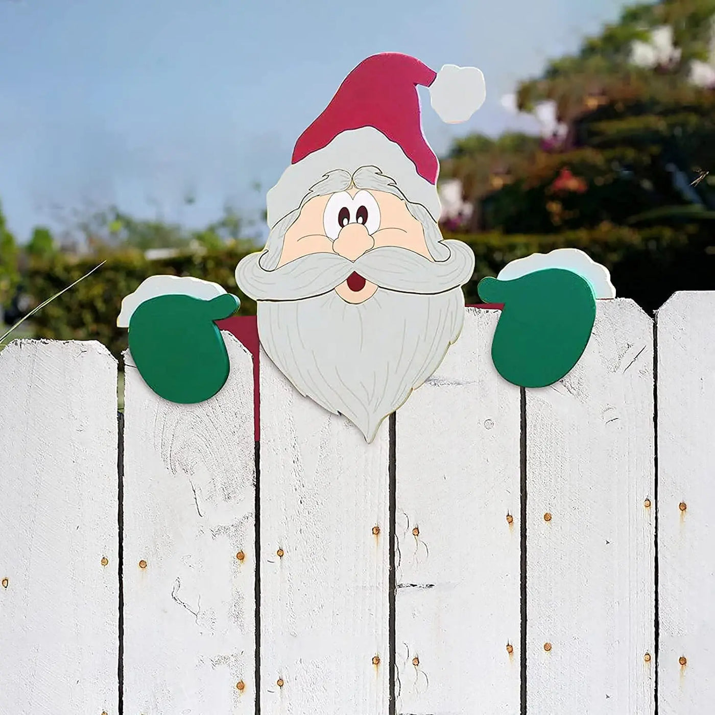 Christmas decoration with Santa Claus window peepers