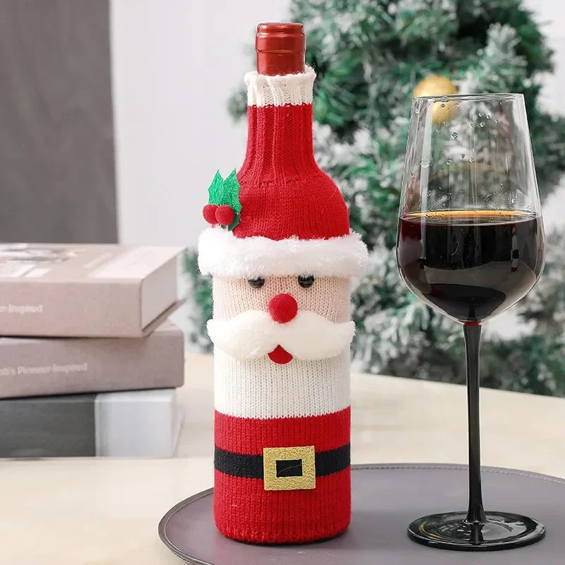 Festive wine bottle covers