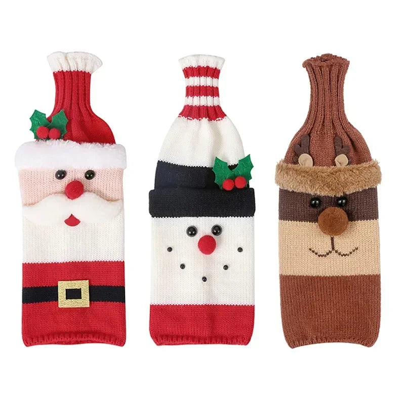 Festive wine bottle covers