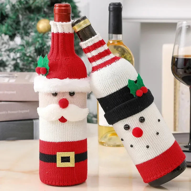 Festive wine bottle covers