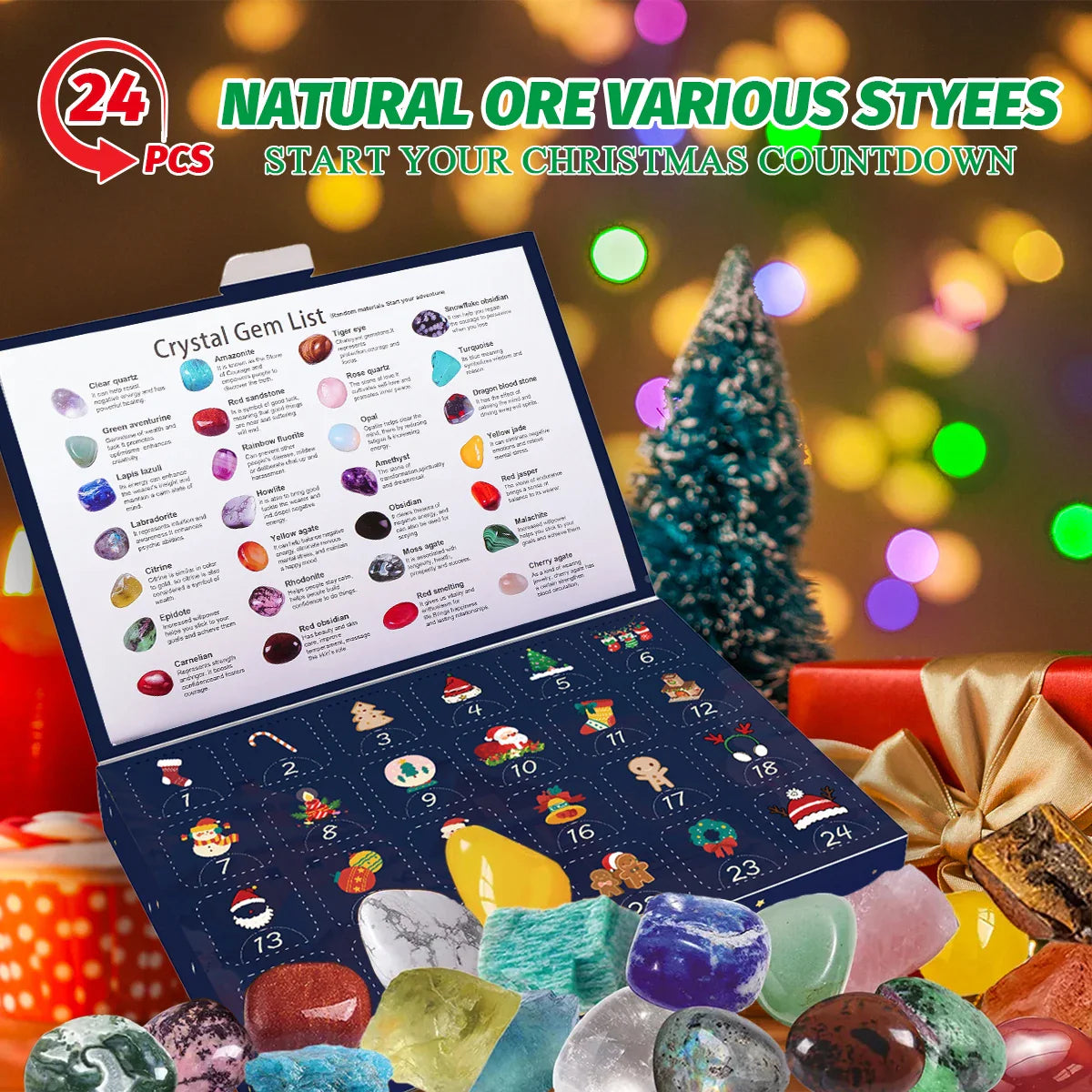 Christmas Countdown Crystal Stone Advent Calendar