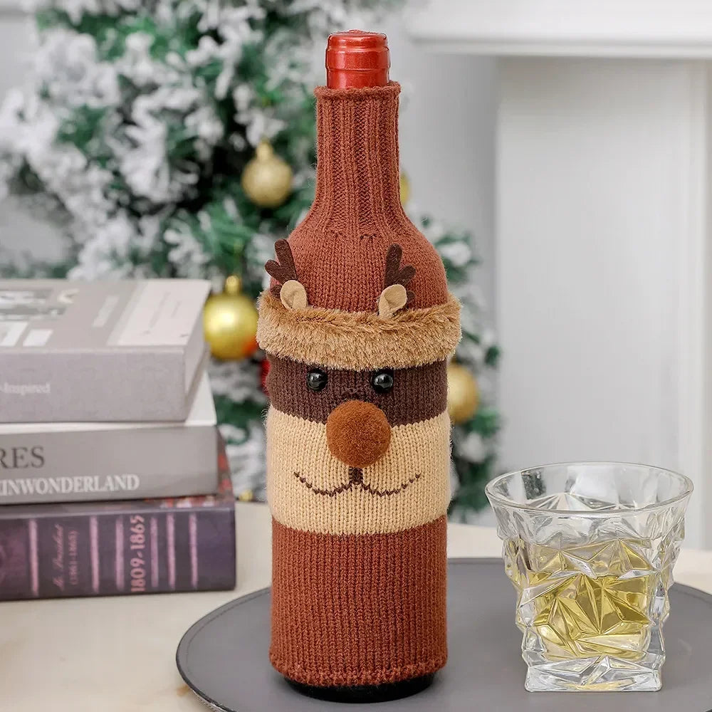 Festive wine bottle covers