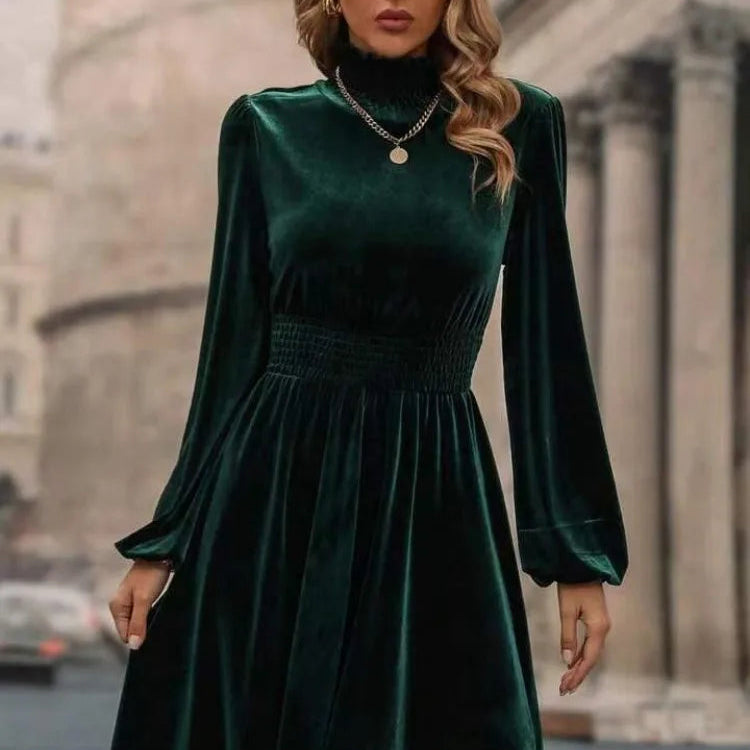 Bella Elegant Velvet Turtleneck Dress