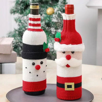 Festive wine bottle covers