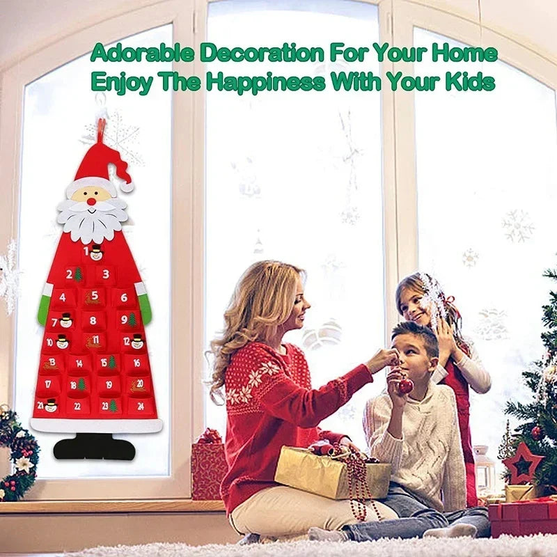Festive Felt Advent Calendar – Hanging Santa Claus Christmas Décor