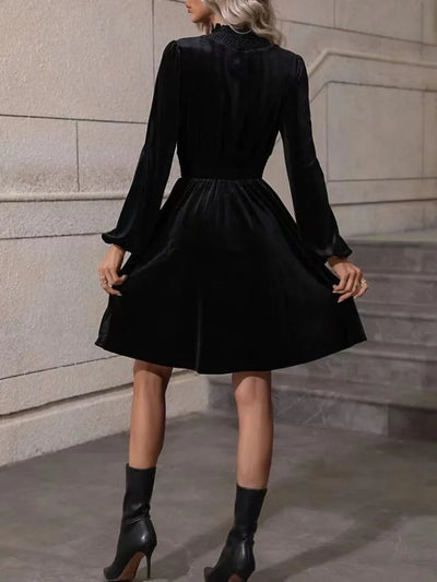 Bella Elegant Velvet Turtleneck Dress