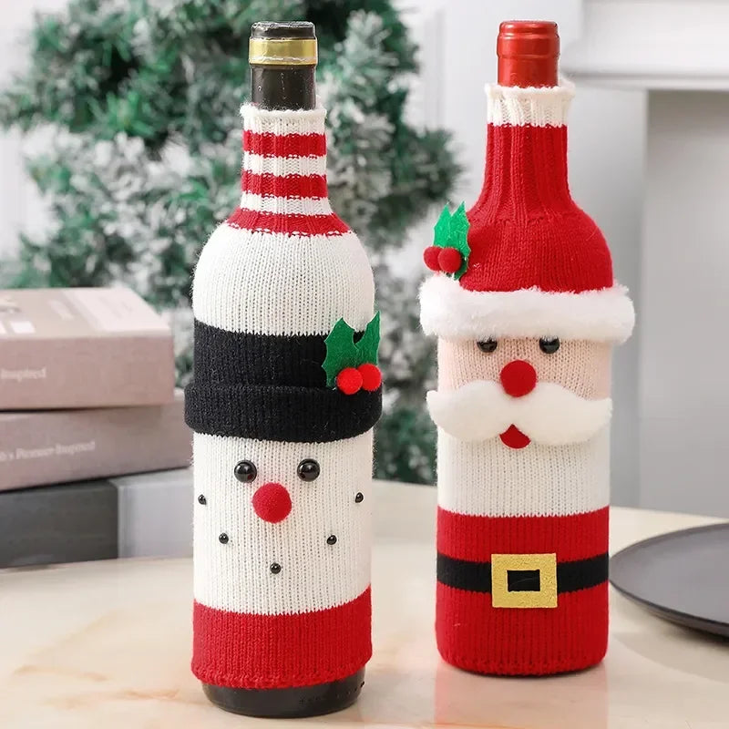 Festive wine bottle covers