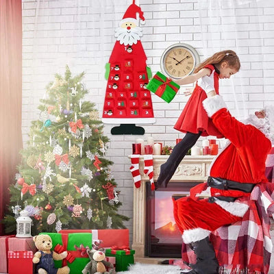 Festive Felt Advent Calendar – Hanging Santa Claus Christmas Décor