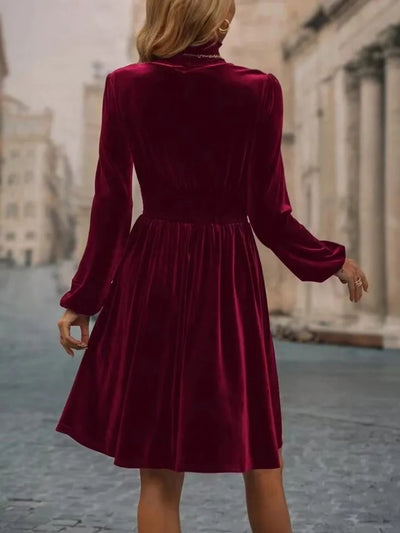 Bella Elegant Velvet Turtleneck Dress