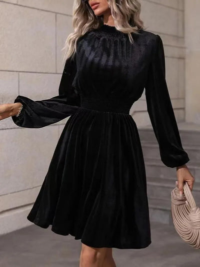 Bella Elegant Velvet Turtleneck Dress