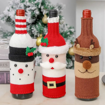Festive wine bottle covers
