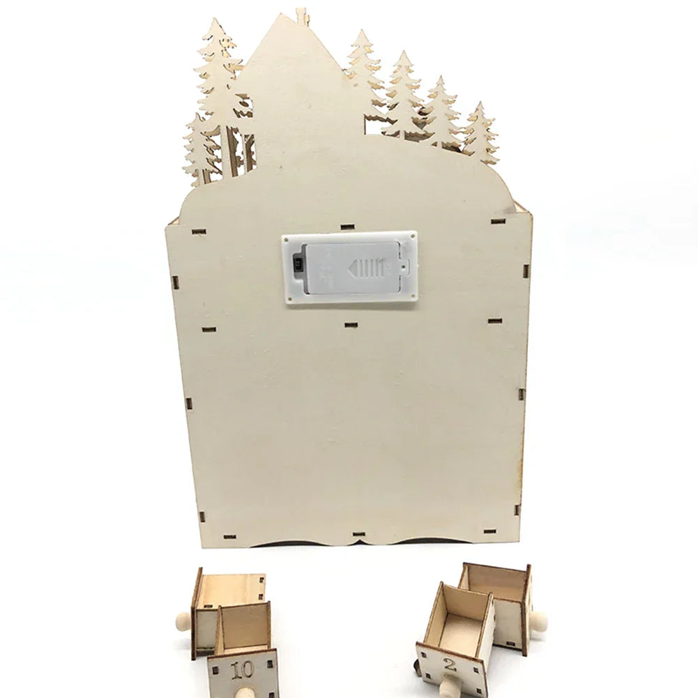 1 pc Handcrafted Wooden Advent Calendar with Reindeer Scene
