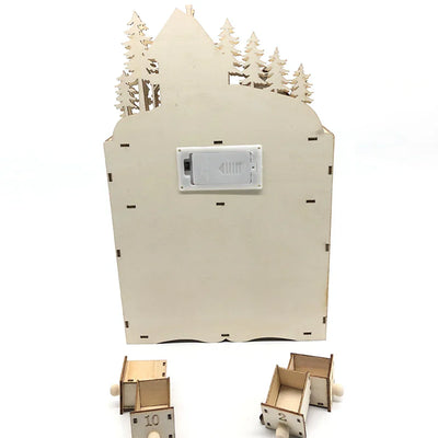 1 pc Handcrafted Wooden Advent Calendar with Reindeer Scene