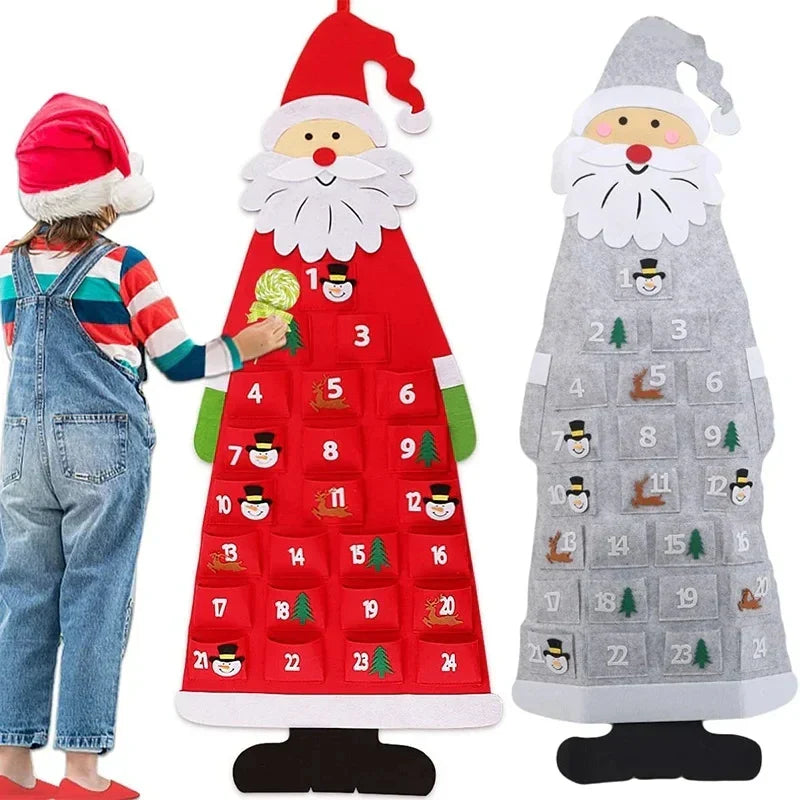 Festive Felt Advent Calendar – Hanging Santa Claus Christmas Décor
