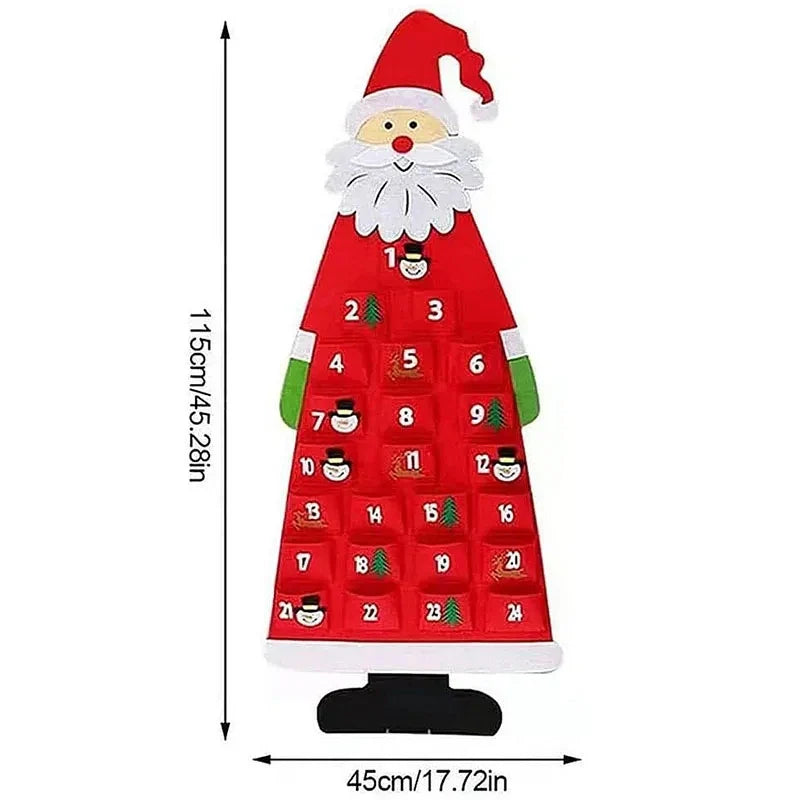 Festive Felt Advent Calendar – Hanging Santa Claus Christmas Décor
