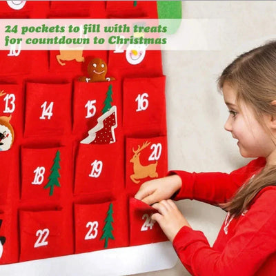 Festive Felt Advent Calendar – Hanging Santa Claus Christmas Décor