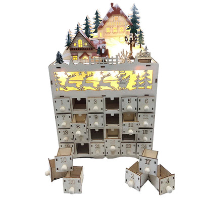 1 pc Handcrafted Wooden Advent Calendar with Reindeer Scene