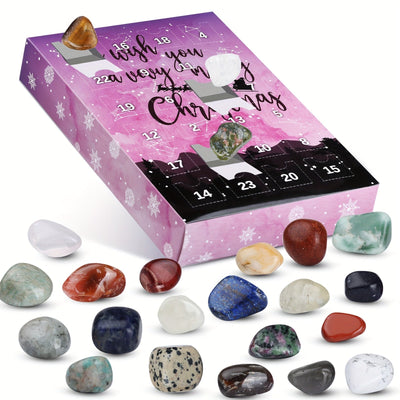 1 Piece Christmas Gemstone Advent Calendar, 24 Natural Crystals