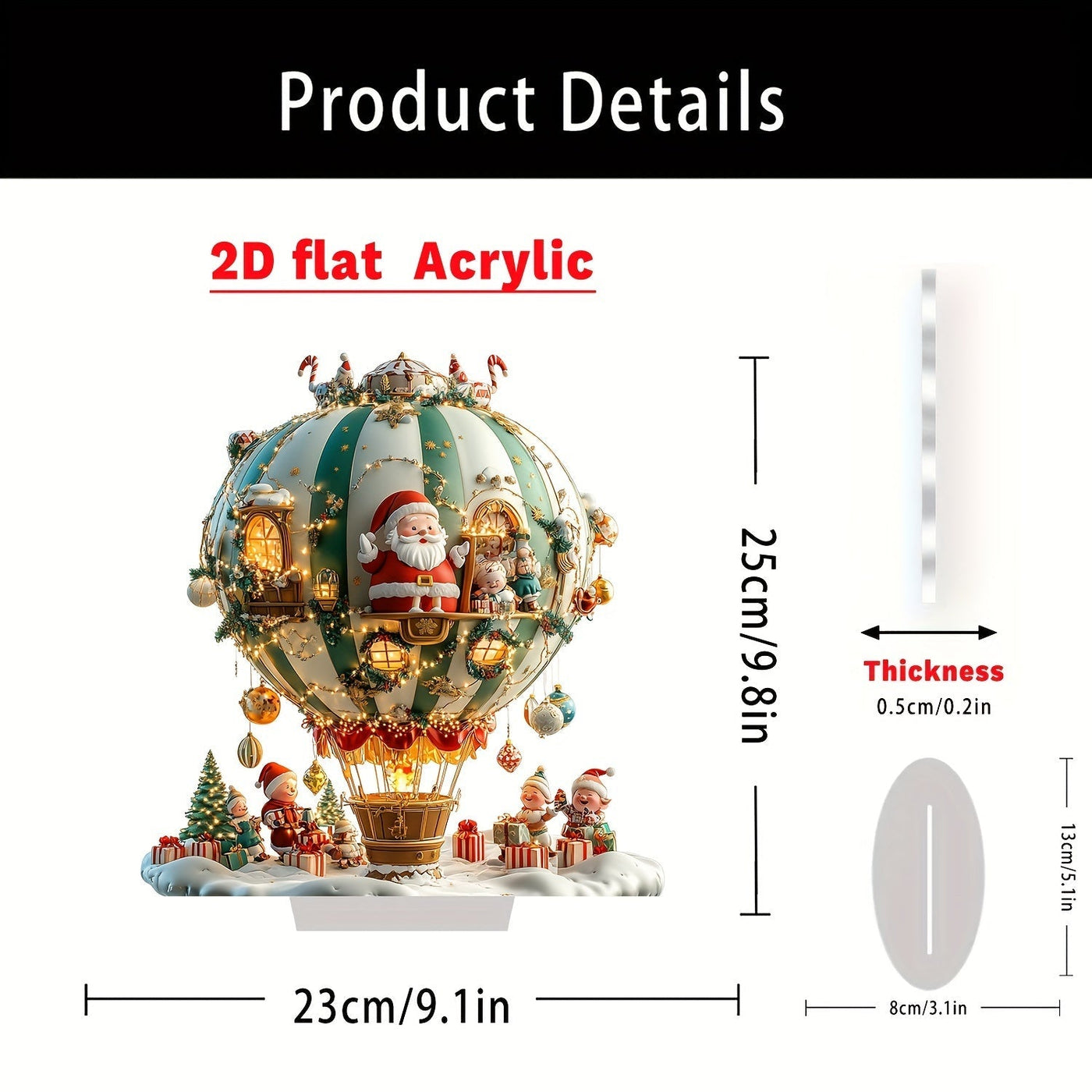 Boho Style Santa Claus and Elves in Christmas Balloon Acrylic Decorative Sign
