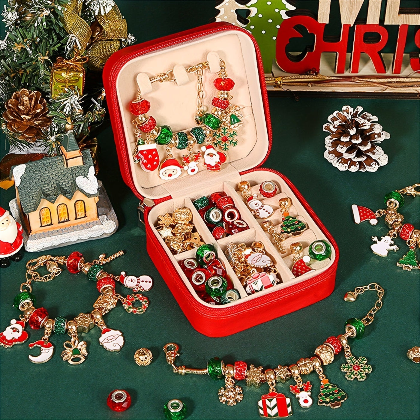 Festive Glow | DIY Christmas Charm Bracelet Kit Set
