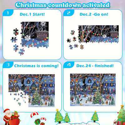 Contemporary Christmas Village Advent Calendar Puzzle