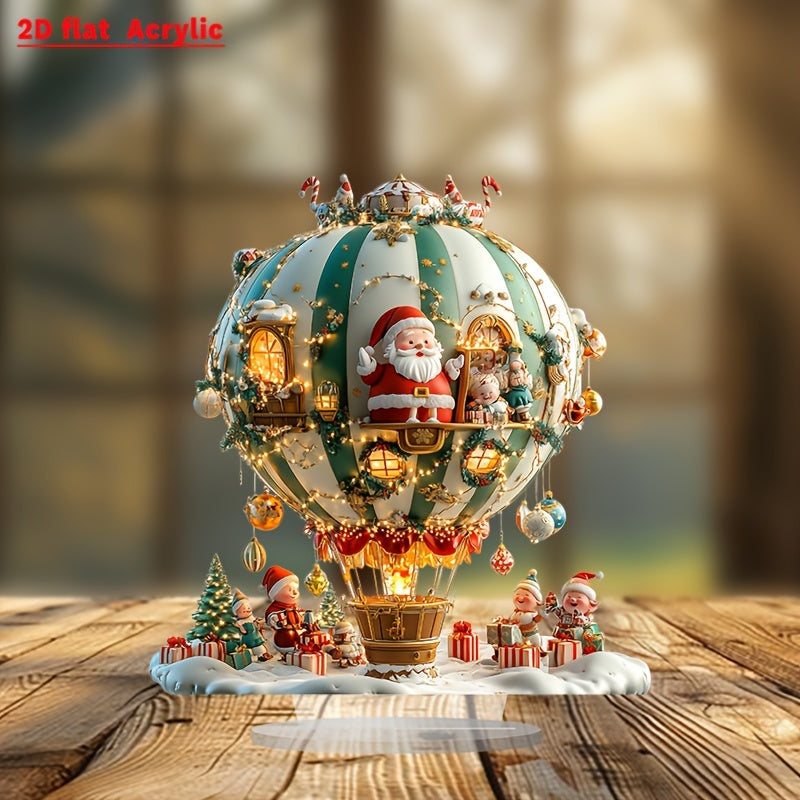 Boho Style Santa Claus and Elves in Christmas Balloon Acrylic Decorative Sign